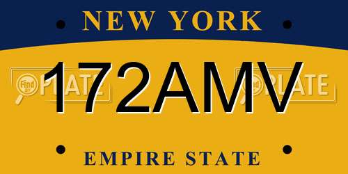 172AMV New York License Plate