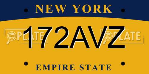 172AVZ New York License Plate