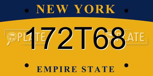 172T68 New York License Plate