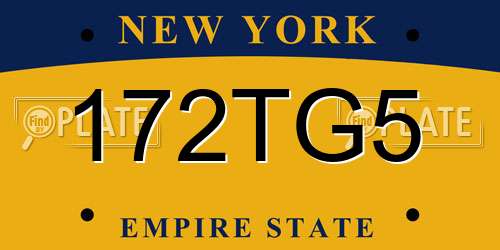 172TG5 New York License Plate
