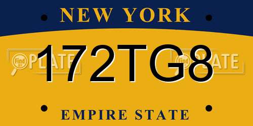 172TG8 New York License Plate