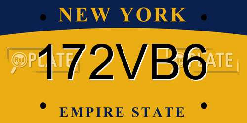172VB6 New York License Plate