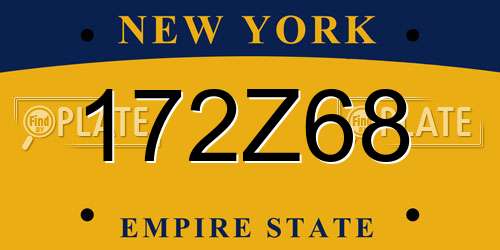 172Z68 New York License Plate
