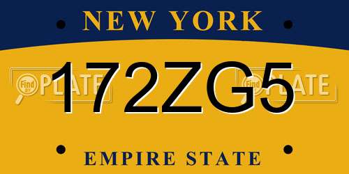 172ZG5 New York License Plate