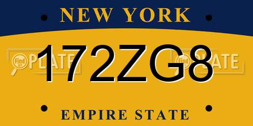 172ZG8 New York License Plate