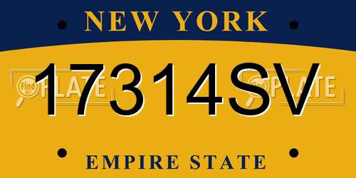 17314SV New York License Plate