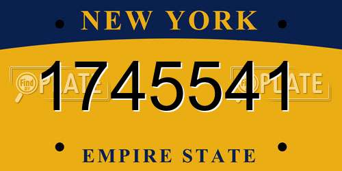 1745541 New York License Plate
