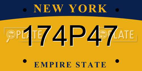 174P47 New York License Plate