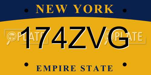 174ZVG New York License Plate