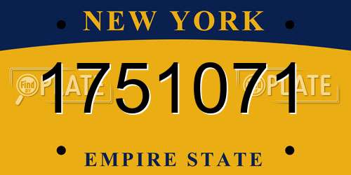 1751071 New York License Plate