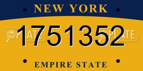 1751352 New York License Plate