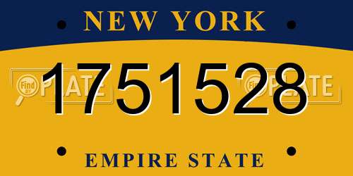 1751528 New York License Plate
