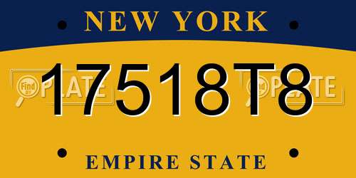 17518T8 New York License Plate