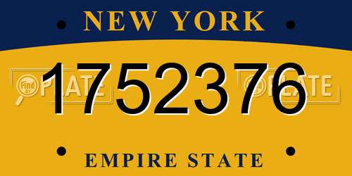 1752376 New York License Plate
