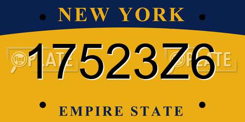 17523Z6 New York License Plate