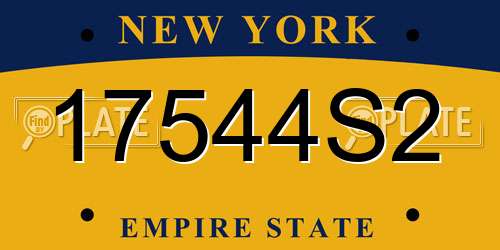 17544S2 New York License Plate