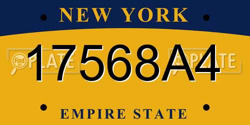 17568A4 New York License Plate