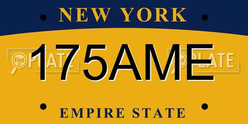 175AME New York License Plate