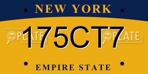 175CT7 New York License Plate