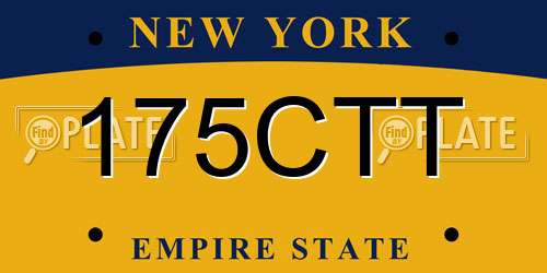 175CTT New York License Plate