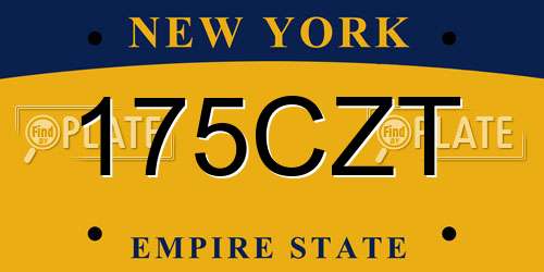 175CZT New York License Plate