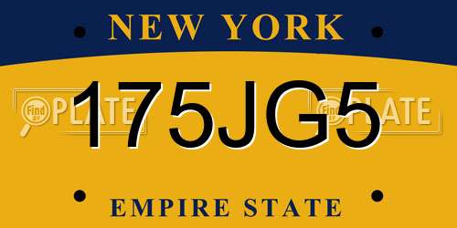 175JG5 New York License Plate