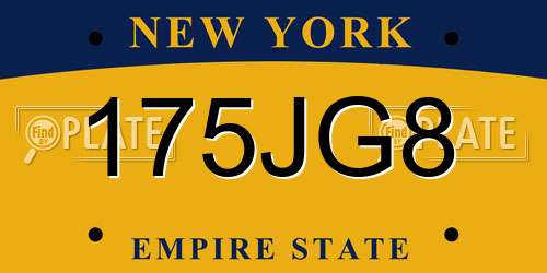 175JG8 New York License Plate