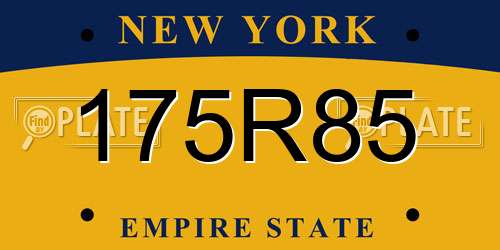 175R85 New York License Plate