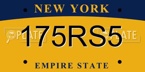 175RS5 New York License Plate