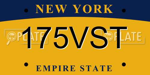 175VST New York License Plate