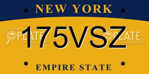 175VSZ New York License Plate
