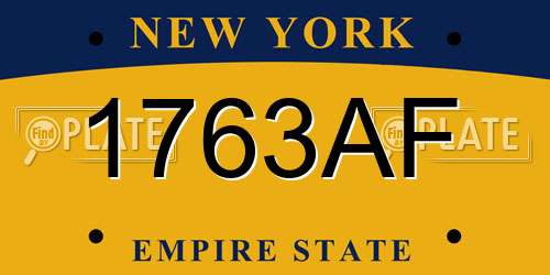 1763AF New York License Plate
