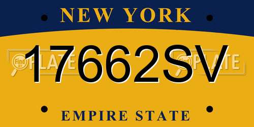 17662SV New York License Plate