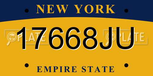 17668JU New York License Plate