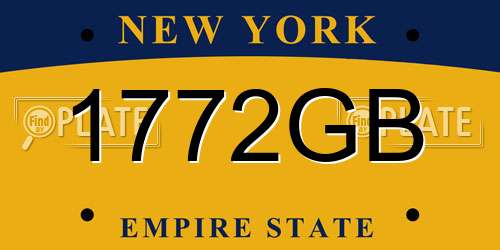 1772GB New York License Plate