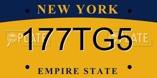 177TG5 New York License Plate