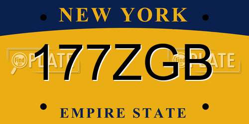 177ZGB New York License Plate