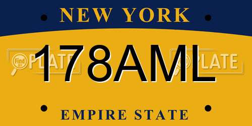178AML New York License Plate