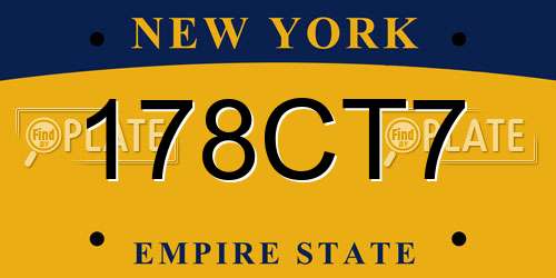 178CT7 New York License Plate