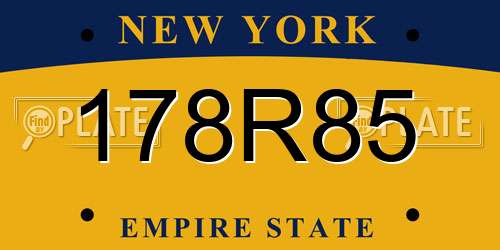 178R85 New York License Plate