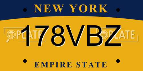 178VBZ New York License Plate