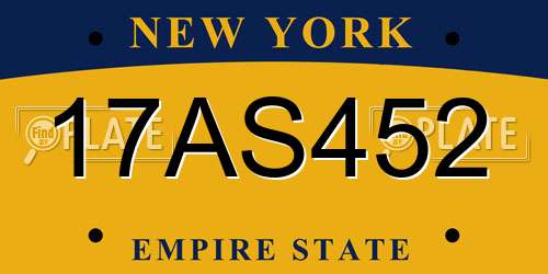 17AS452 New York License Plate