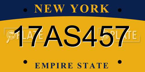 17AS457 New York License Plate
