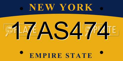 17AS474 New York License Plate