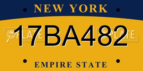 17BA482 New York License Plate