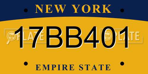 17BB401 New York License Plate