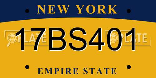 17BS401 New York License Plate