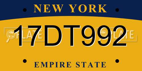 17DT992 New York License Plate