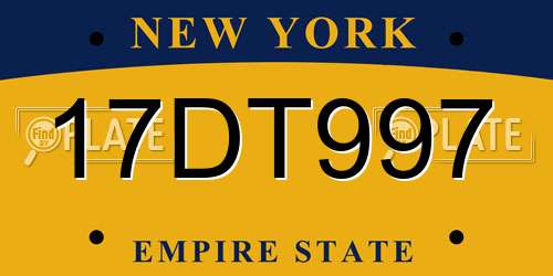 17DT997 New York License Plate