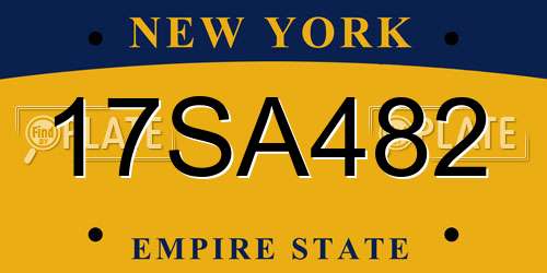 17SA482 New York License Plate